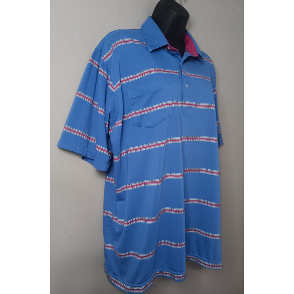 Vintage 90s Tail Women’s XL Polo Shirt Striped Short Sleeve Blue Relax Fit - Picture 4 of 10